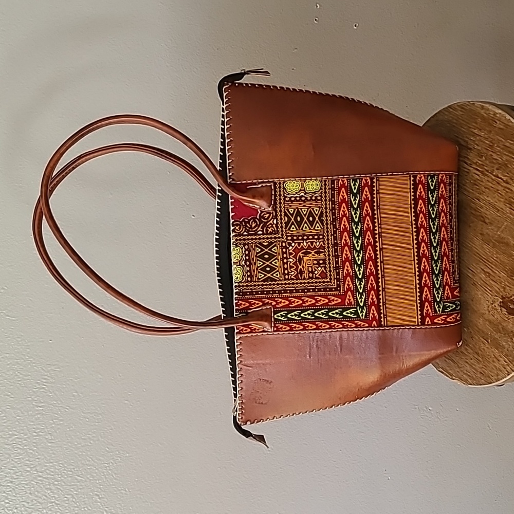 African print wide mouth handbag